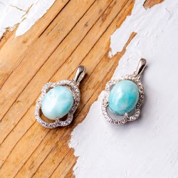obesek larimar kristal energijski nakit, srebrn obesek, larimar ogrlica