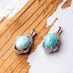 obesek larimar kristal energijski nakit, srebrn obesek, larimar ogrlica