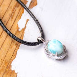 obesek larimar kristal energijski nakit, srebrn obesek, larimar ogrlica