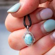 obesek larimar kristal energijski nakit, srebrn obesek, larimar ogrlica