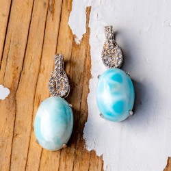 obesek larimar kristal energijski nakit, srebrn obesek, larimar ogrlica