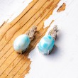 obesek larimar kristal energijski nakit, srebrn obesek, larimar ogrlica