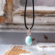 obesek larimar kristal energijski nakit, srebrn obesek, larimar ogrlica