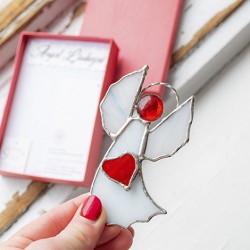 itraž angel, vitraž, ročno delo, kristal ametist, darilo za birmo, darilo za obhailo