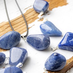 blue quartz crystal pendant, crystal shop, energy jewerly blue quartz gemstone