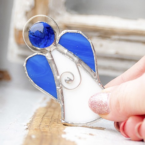 stained glass, stained glass angel, handmade, gift