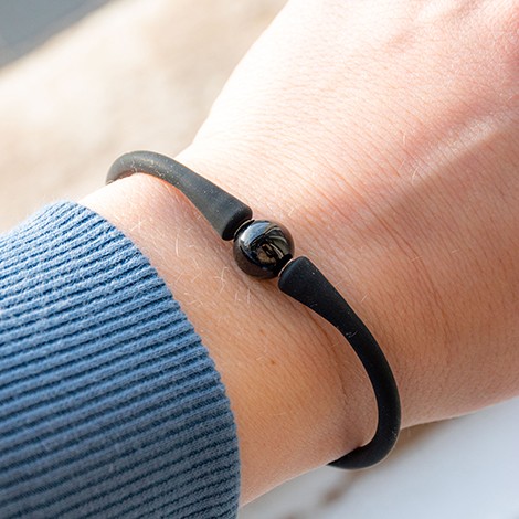 ČRNI TURMALIN zapestnica silikon, črni turmalin nakit, črni turmalin kristal