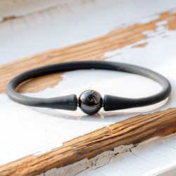 BLACK TURMALINE bracelet silicone, BLACK TURMALINE crystal,