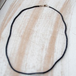 necklace, black necklace, silver necklace, necklace with silver loop