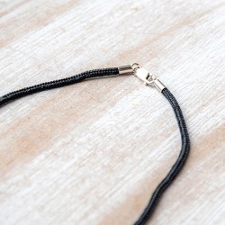necklace, black necklace, silver necklace, necklace with silver loop