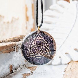 AMETHYST and TOURMALINE orgonite necklace celtic knot, orgonite, amethyst orgonite, orgonite necklace