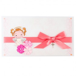 UNIQUE HANDMADE GREETING CARD for baptism communion confirmation pink