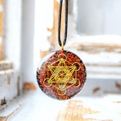 RED TIGER'S EYE BLACK TOURMALINE orgonite necklace metatron