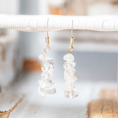 clear quartz earrings, clear quartz jewellery, crystal earrings, crystal jewellery
