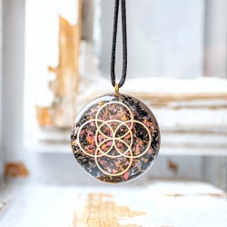 rodonite BLACK TOURMALINE orgonite necklace orgone energy protection radiation