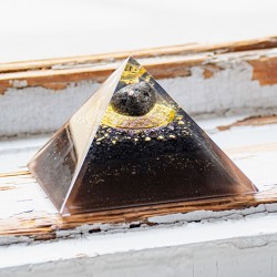 NUUMMITE AMTHYST BLACK TURMALINE SCHUNGITE Orgonite Pyramid flower of life