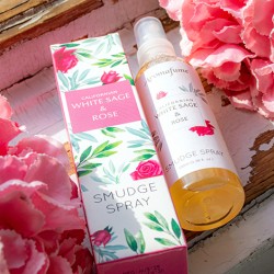 smudge spray, white sage, sage, energy cleansing, space cleansing, rose spray
