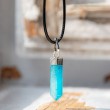 AQUA AURA point necklace (silver plaited loop), aqua aura, aqua aura necklace, crystal necklace, cerystal jewellery