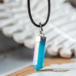 AQUA AURA point necklace (silver plaited loop), aqua aura, aqua aura necklace, crystal necklace, cerystal jewellery