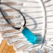 AQUA AURA point necklace (silver plaited loop), aqua aura, aqua aura necklace, crystal necklace, cerystal jewellery