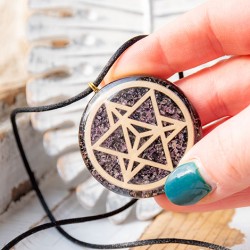 AMETHYST BLACK TOURMALINE orgonite necklace the seed of life, orgone energy, protect
