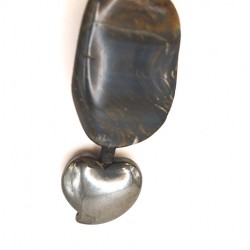 Unique handmade pendant DARK VELOCITY, blue tiger's eye, hematite