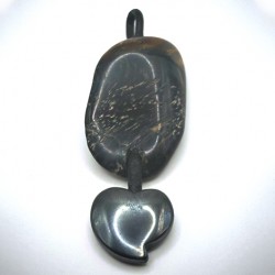 Unique handmade pendant DARK VELOCITY, blue tiger's eye, hematite