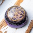 AMETHYST BLACK TOURMALINE SHUNGITE orgonite half sphere seed of life, orgone energy, protect