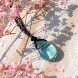 BLUE OBSIDIAN (VOLCANIC GLASS) necklace, volcanic glass necklace, blue volcanic glass necklace, blue obsidian necklace