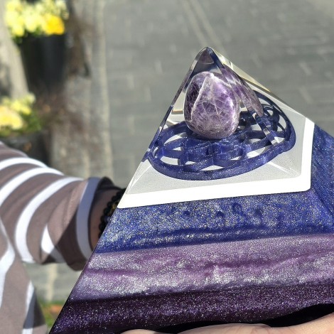 AMETYST Orgonite Pyramid flower of life, orgonite, flower of life, orgonite pyramid, amethyst orgonite