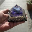 lapis lazuli, orgonite, orgonite pyramid, orgonite pyramid with crystals, cleansing crystals, energy crystals