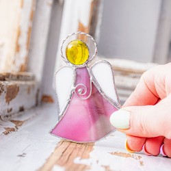 STAINED GLASS ANGEL pink