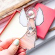 STAINED GLASS ANGEL pink with clear quartz