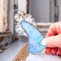 STAINED GLASS ANGEL light blue