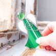 STAINED GLASS ANGEL PROTECT green