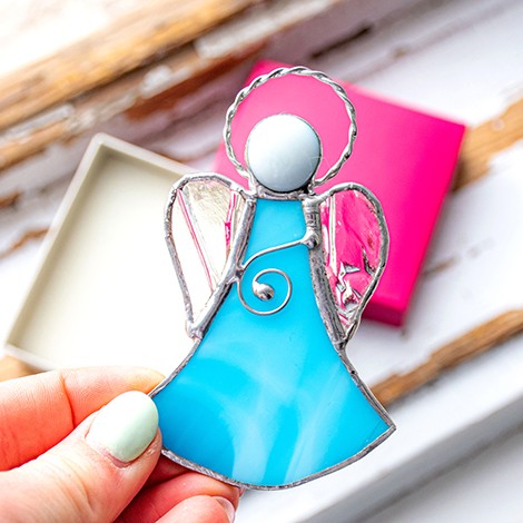 vitraž angel, darilo za birmo krst obhajilo poroko učiteljico, vitraž, ročno delo, vitraž