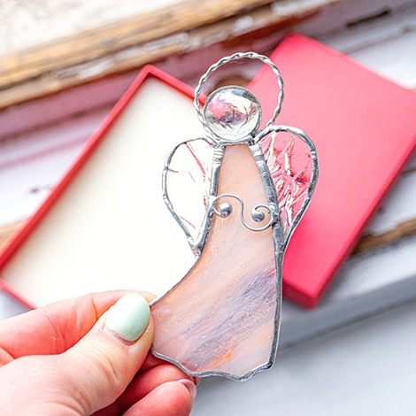 STAINED GLASS ANGEL OF LOVE light pink