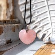 ROSE QUARTZ necklace heart with silver loop, ROSE QUARTZ crystal  ROSE QUARTZ jewellery
