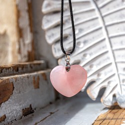 ROSE QUARTZ necklace heart with silver loop, ROSE QUARTZ crystal  ROSE QUARTZ jewellery