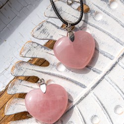 ROSE QUARTZ necklace heart with silver loop, ROSE QUARTZ crystal  ROSE QUARTZ jewellery