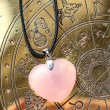 ROSE QUARTZ necklace heart with silver loop, ROSE QUARTZ crystal  ROSE QUARTZ jewellery