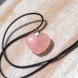ROSE QUARTZ necklace heart with silver loop, ROSE QUARTZ crystal  ROSE QUARTZ jewellery