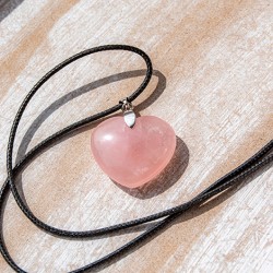 ROSE QUARTZ necklace heart with silver loop, ROSE QUARTZ crystal  ROSE QUARTZ jewellery