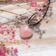 ROSE QUARTZ necklace heart with silver loop, ROSE QUARTZ crystal  ROSE QUARTZ jewellery