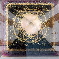 ROSE QUARTZ AMETHYST BLACK TOURMALINE orgonite pyramid flower of life, orgonite, orgonite pyramid, orgonite with rose quartz