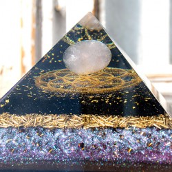 ROSE QUARTZ AMETHYST BLACK TOURMALINE orgonite pyramid flower of life, orgonite, orgonite pyramid, orgonite with rose quartz