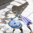 MANDALA purple moon and rose keychain, mandala, energy mandala, purple mandala