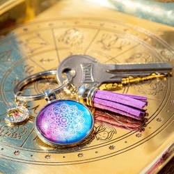 MANDALA keychain pink blue moon, mandala, mandala keychain, handmade