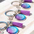 MANDALA keychain pink blue moon, mandala, mandala keychain, handmade