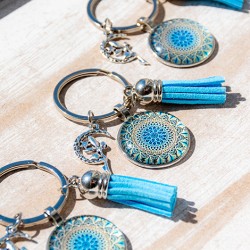 MANDALA obesek za ključe modro modra vila, mandala, ročno delo, mandala obesek za ključe